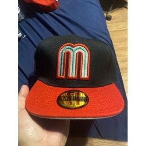 Men's Cap Mexico World Baseball Classic Black Red Snapback Hat WBC Read 7 1/8